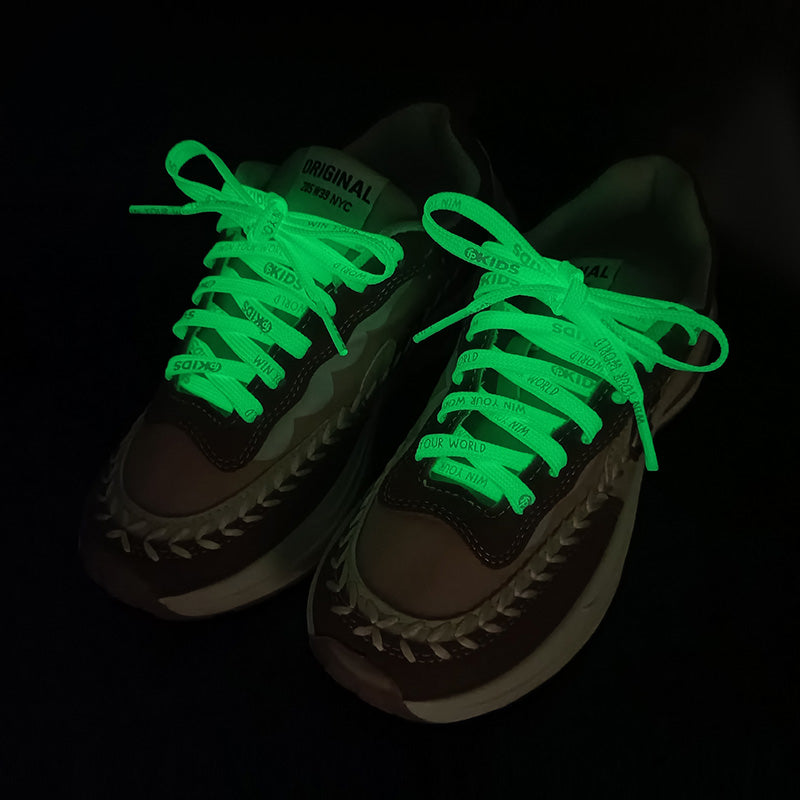 0.7cm Wide Letter Printed"Win Your World"Two-tone Glow-In-The-Dark Laces Night Party Night Running Casual Sports Men&women Laces