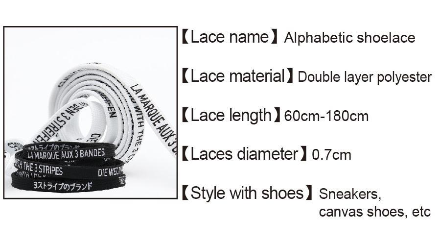 7MM Black White Font Printing Casual Flat Shoelaces Trendy Laces For Men Women Sneaker 2021 Boots