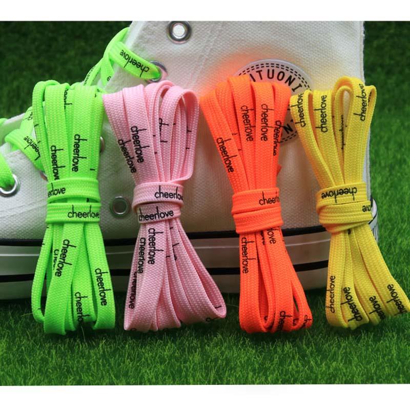 7mm Letter Printing Shoelaces Green Pink Yellow Red Colours for Kid Adult Unisex Canvas Shoe String