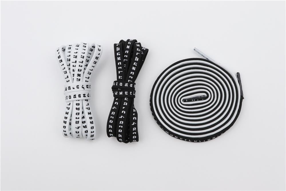 7MM Shoe Accessory Silk Screen Printing Belt Flat Canvas Strings Boots White Black 350 700 ShoeLaces