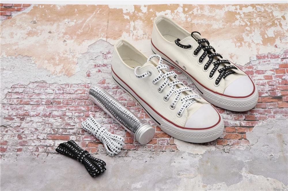 7MM Shoe Accessory Silk Screen Printing Belt Flat Canvas Strings Boots White Black 350 700 ShoeLaces