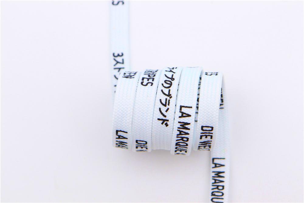 7MM Black White Font Printing Casual Flat Shoelaces Trendy Laces For Men Women Sneaker 2021 Boots