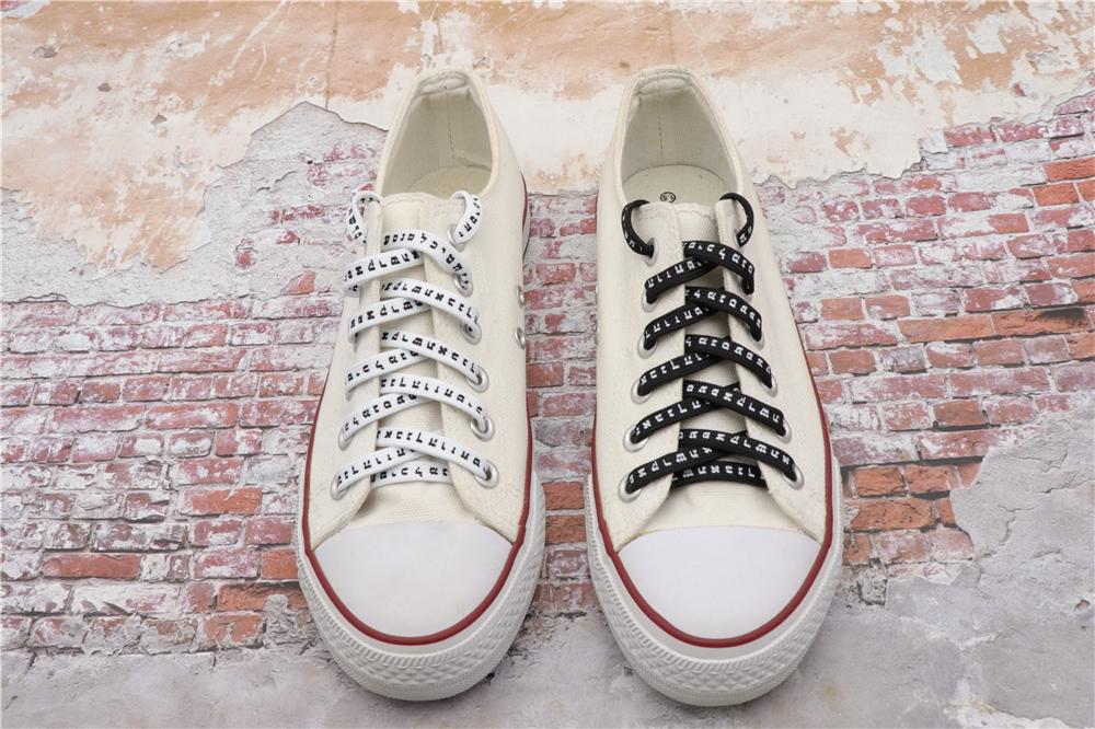 7MM Shoe Accessory Silk Screen Printing Belt Flat Canvas Strings Boots White Black 350 700 ShoeLaces