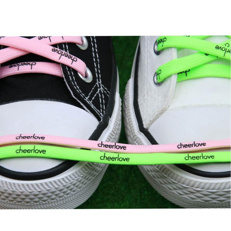 7mm Letter Printing Shoelaces Green Pink Yellow Red Colours for Kid Adult Unisex Canvas Shoe String