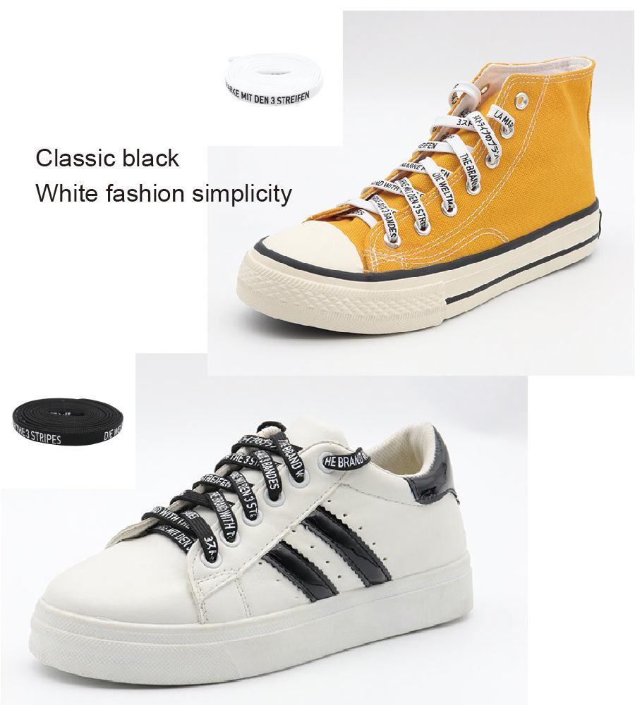7MM Black White Font Printing Casual Flat Shoelaces Trendy Laces For Men Women Sneaker 2021 Boots