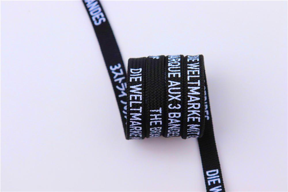 7MM Black White Font Printing Casual Flat Shoelaces Trendy Laces For Men Women Sneaker 2021 Boots