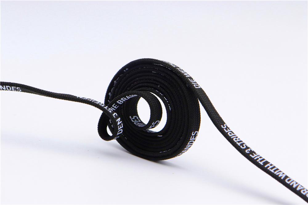 7MM Black White Font Printing Casual Flat Shoelaces Trendy Laces For Men Women Sneaker 2021 Boots