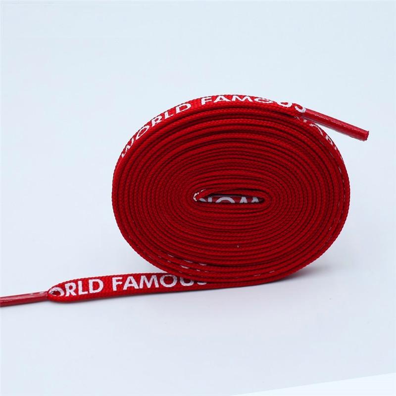7MM "WORLD FAMOUS" Silk Screen Letter Printing Laces Red White Black For Casual Canvas Running Sport