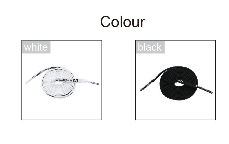 7MM Black White Font Printing Casual Flat Shoelaces Trendy Laces For Men Women Sneaker 2021 Boots