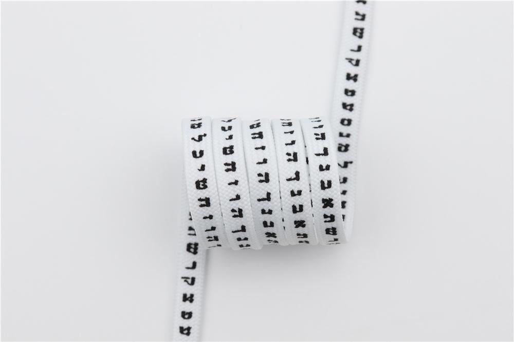 7MM Shoe Accessory Silk Screen Printing Belt Flat Canvas Strings Boots White Black 350 700 ShoeLaces