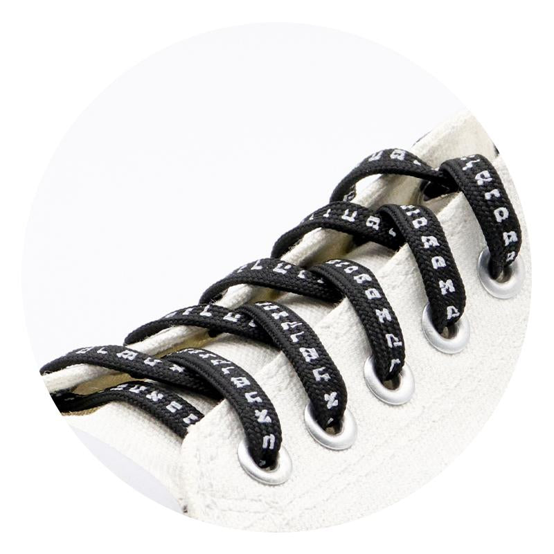 7MM Shoe Accessory Silk Screen Printing Belt Flat Canvas Strings Boots White Black 350 700 ShoeLaces