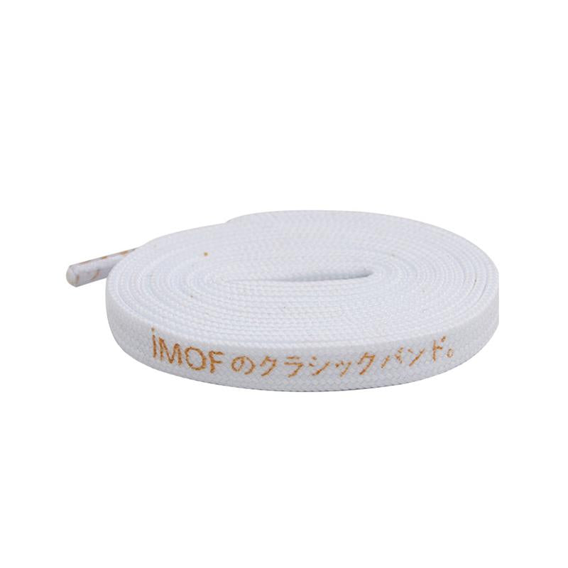 7mm White Golden Word Silk Screen Print Shoelaces Men Women Sneaker Canvas Rope 2021 Customized