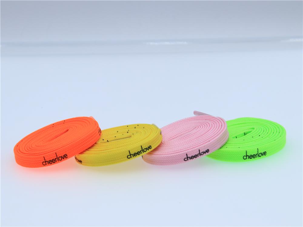 7mm Letter Printing Shoelaces Green Pink Yellow Red Colours for Kid Adult Unisex Canvas Shoe String
