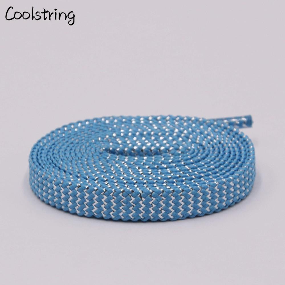 Cool 0.7cm Two Colors Mixed Shiny Gold And Silver Thread Sport Sneakers Flat Shoelaces Bootlaces