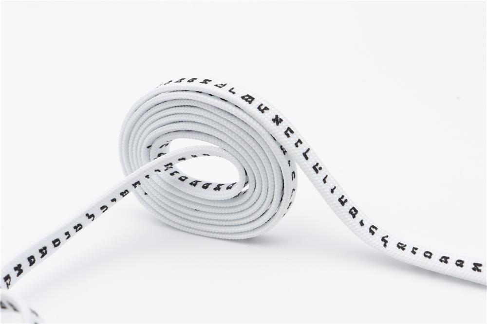 7MM Shoe Accessory Silk Screen Printing Belt Flat Canvas Strings Boots White Black 350 700 ShoeLaces