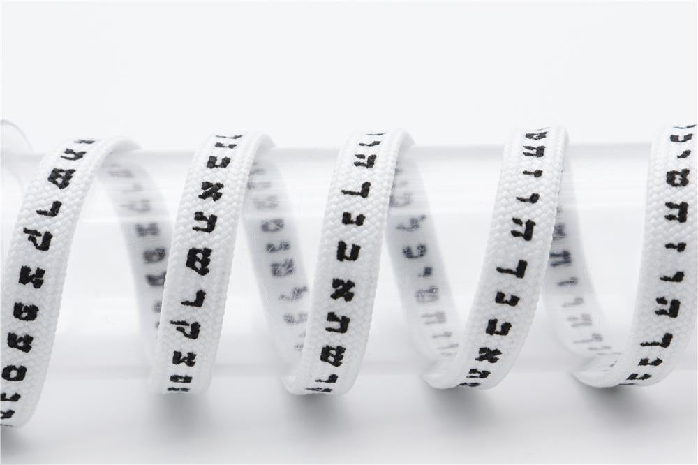 7MM Shoe Accessory Silk Screen Printing Belt Flat Canvas Strings Boots White Black 350 700 ShoeLaces
