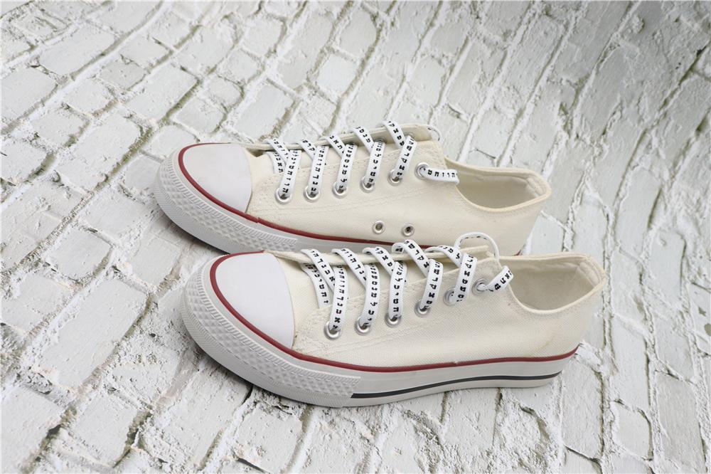 7MM Shoe Accessory Silk Screen Printing Belt Flat Canvas Strings Boots White Black 350 700 ShoeLaces