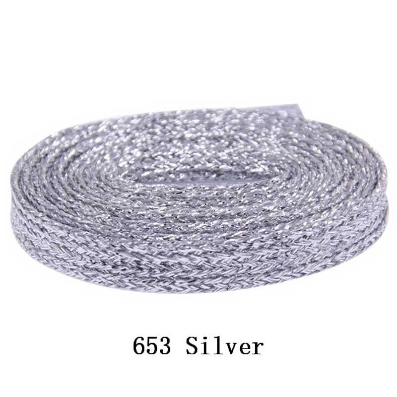 Flat Type Top Metallic Polyester Shoelaces Men Women's Shoe Sneaker 2021 Golden Black Sliver Top