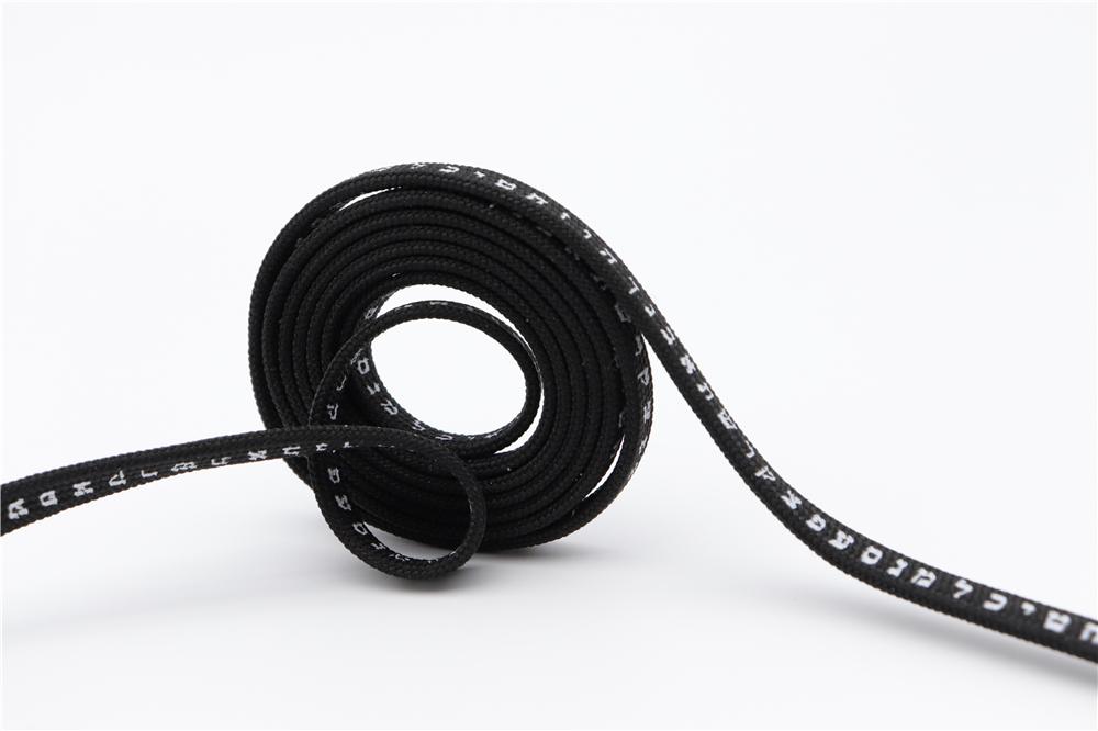 7MM Shoe Accessory Silk Screen Printing Belt Flat Canvas Strings Boots White Black 350 700 ShoeLaces