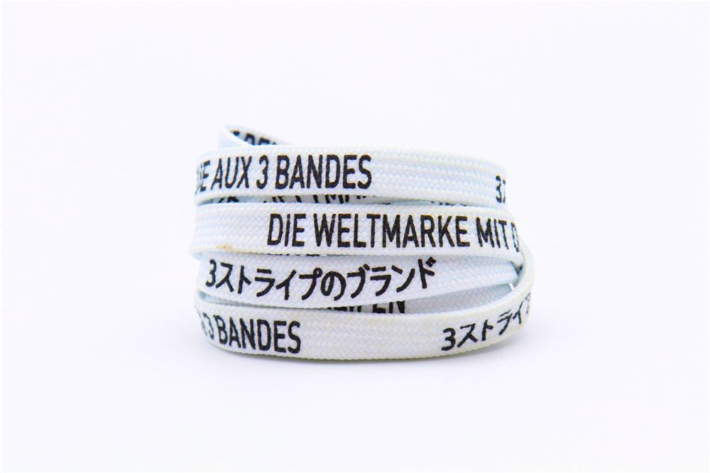 7MM Black White Font Printing Casual Flat Shoelaces Trendy Laces For Men Women Sneaker 2021 Boots