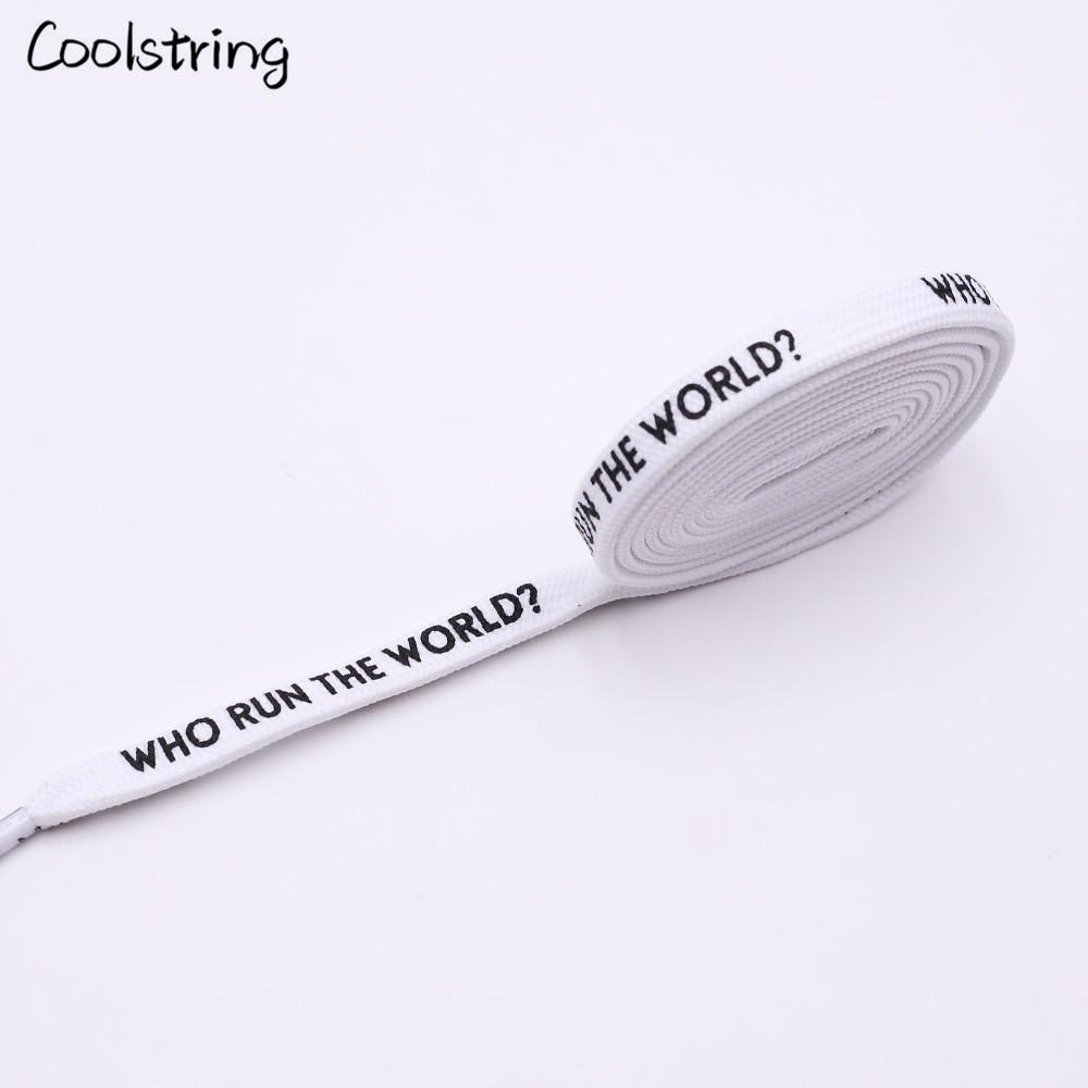 7MM Who Run The World Slogo Shoelaces Double-sided Printed Flat Sneakers Basketball Shoestring