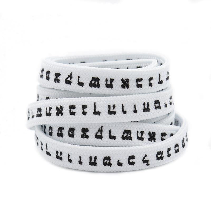 7MM Shoe Accessory Silk Screen Printing Belt Flat Canvas Strings Boots White Black 350 700 ShoeLaces