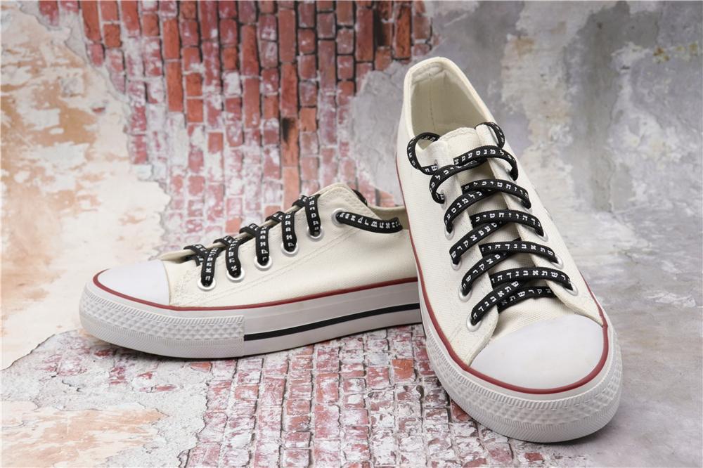 7MM Shoe Accessory Silk Screen Printing Belt Flat Canvas Strings Boots White Black 350 700 ShoeLaces