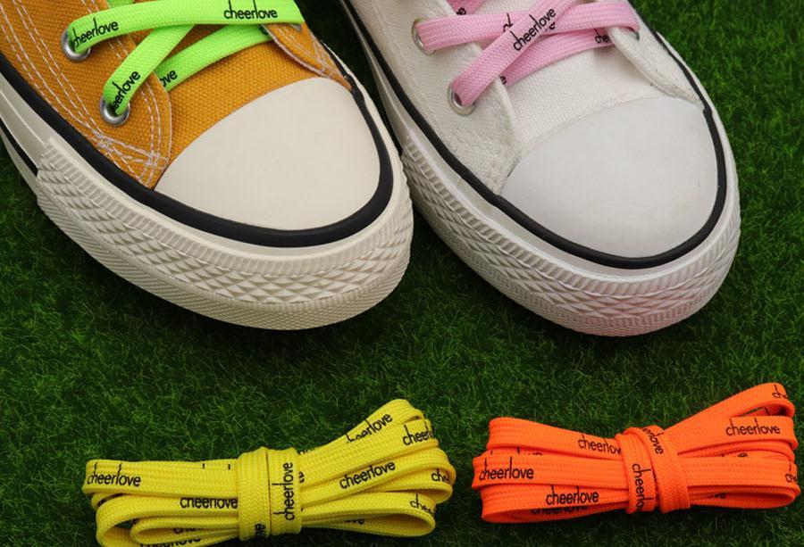 7mm Letter Printing Shoelaces Green Pink Yellow Red Colours for Kid Adult Unisex Canvas Shoe String