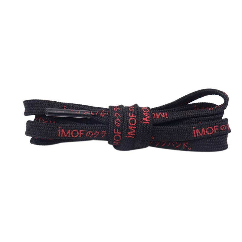 Japanese Words 7mm Black Red Shoelaces 60-180cm Simple Narrow 2 Colors Shoelaces Super Bootlaces Shoe Laces for Queens Kids