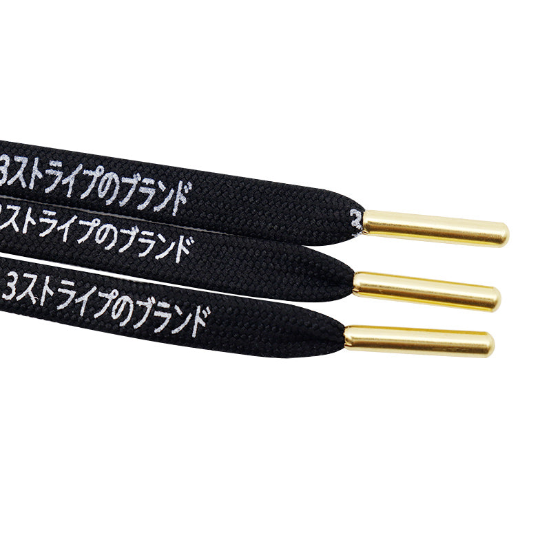 Black and White Two-tone Japanese Printed Letter Metal Laces End Shoelaces 0.8cm Wide Casual Sneakers Polyester Drawstring Cord