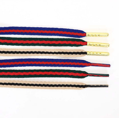 Coolstring 8mm Green Red Ribbon Shoelaces Polyester Flat Laces Single Layer Shoestrings Plastic Tips Metal Aglets for GUCCI Screener Adidas Originals