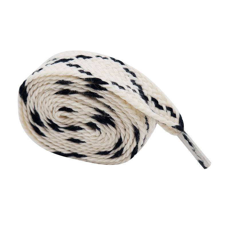 Two-tone Striped Single Layer Polyester Cotton Laces 2cm Wide Casual Laces Women High Quality Laces Custom Shoelaces No Minimum