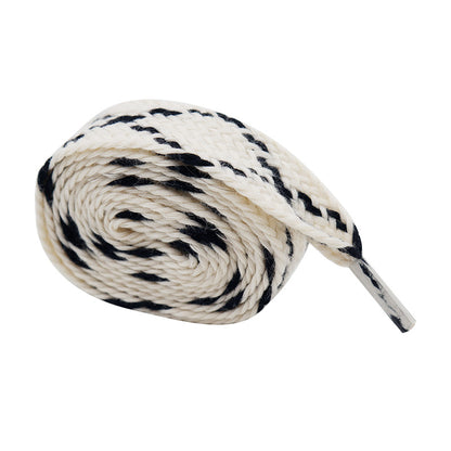 Two-tone Striped Single Layer Polyester Cotton Laces 2cm Wide Casual Laces Women High Quality Laces Custom Shoelaces No Minimum