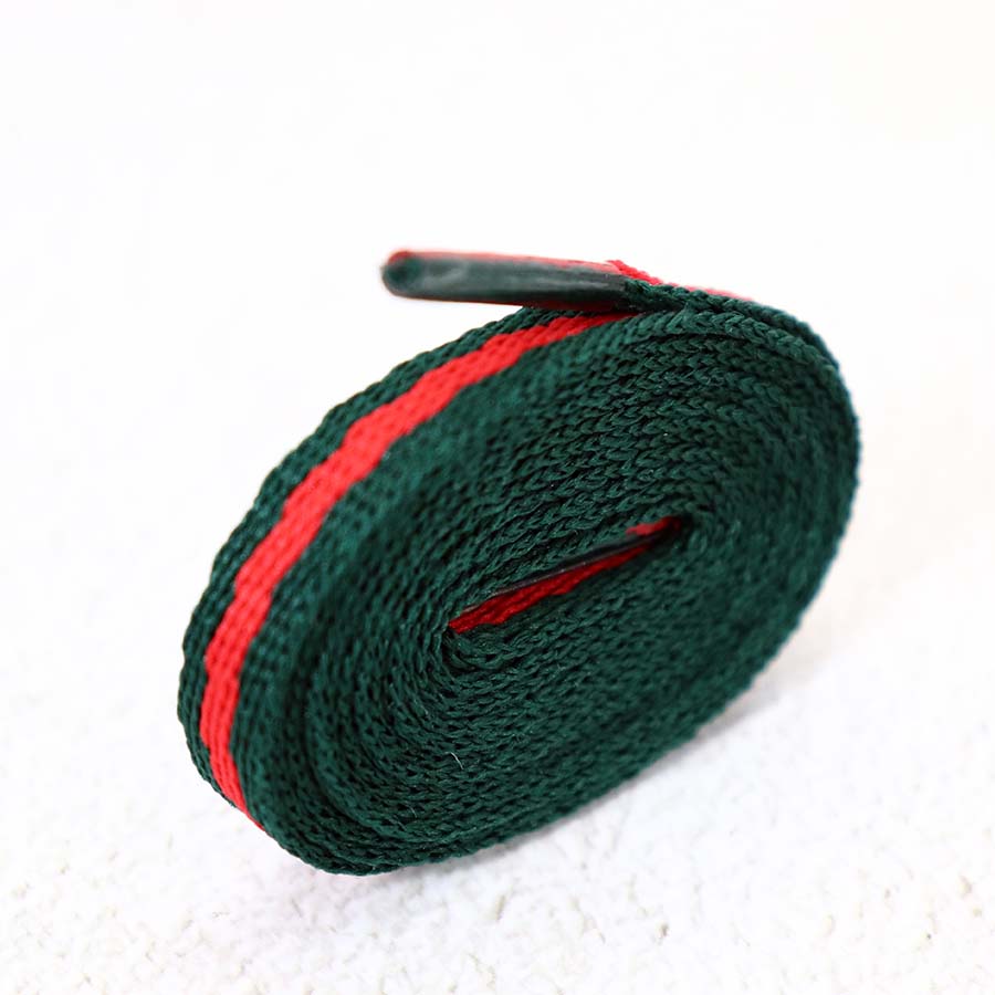 Coolstring 8mm Green Red Ribbon Shoelaces Polyester Flat Laces Single Layer Shoestrings Plastic Tips Metal Aglets for GUCCI Screener Adidas Originals