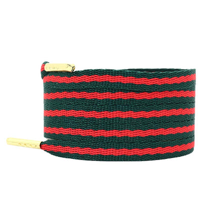 Coolstring 8mm Green Red Ribbon Shoelaces Polyester Flat Laces Single Layer Shoestrings Plastic Tips Metal Aglets for GUCCI Screener Adidas Originals