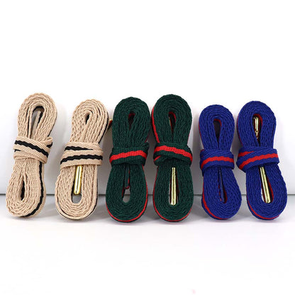 Coolstring 8mm Green Red Ribbon Shoelaces Polyester Flat Laces Single Layer Shoestrings Plastic Tips Metal Aglets for GUCCI Screener Adidas Originals