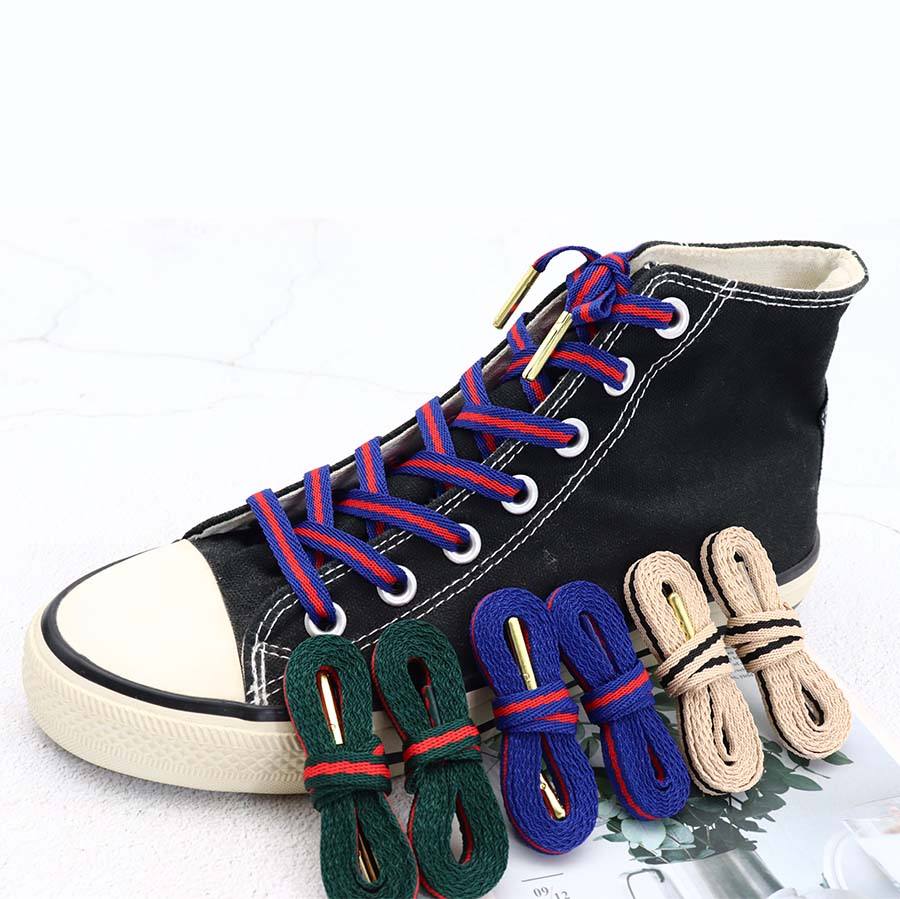 Coolstring 8mm Green Red Ribbon Shoelaces Polyester Flat Laces Single Layer Shoestrings Plastic Tips Metal Aglets for GUCCI Screener Adidas Originals