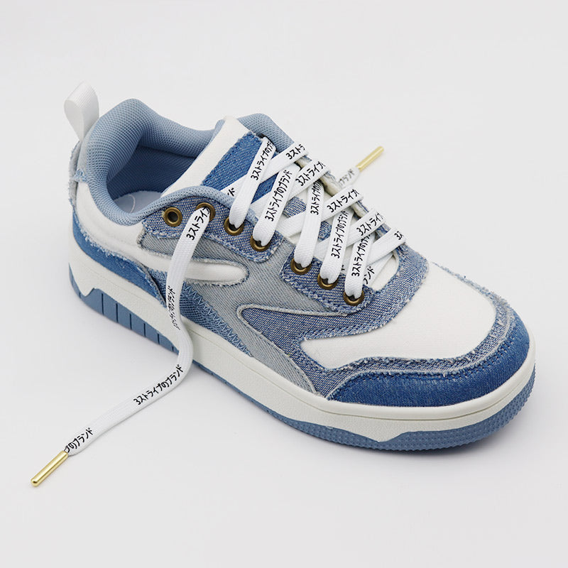 Black and White Two-tone Japanese Printed Letter Metal Laces End Shoelaces 0.8cm Wide Casual Sneakers Polyester Drawstring Cord