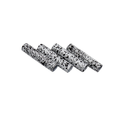 Coolstring 4pcs/lot White Black Ink Dots Shoelaces Tips 4.6*20mm Speckle Laces Ends Easy Installation Flat Head Hanging Clock with White Asphalt Black Spots for Canvas Sneakers