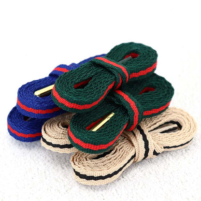Coolstring 8mm Green Red Ribbon Shoelaces Polyester Flat Laces Single Layer Shoestrings Plastic Tips Metal Aglets for GUCCI Screener Adidas Originals