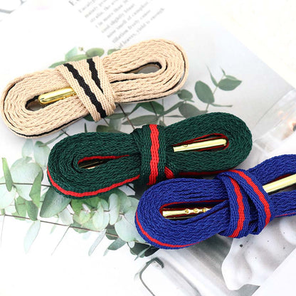 Coolstring 8mm Green Red Ribbon Shoelaces Polyester Flat Laces Single Layer Shoestrings Plastic Tips Metal Aglets for GUCCI Screener Adidas Originals