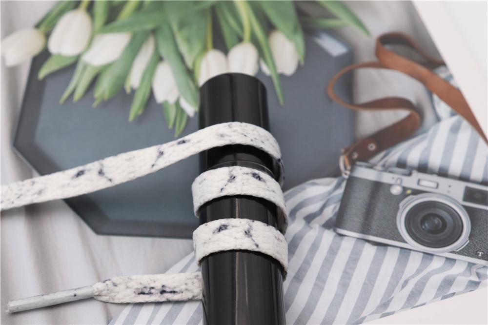 8MM White Black Glacier Frozen Stone Textur Shoelaces Unisex For Zapatillas Mujer Flat Perfect Shoe