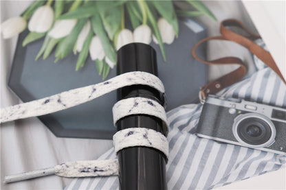 8MM White Black Glacier Frozen Stone Textur Shoelaces Unisex For Zapatillas Mujer Flat Perfect Shoe