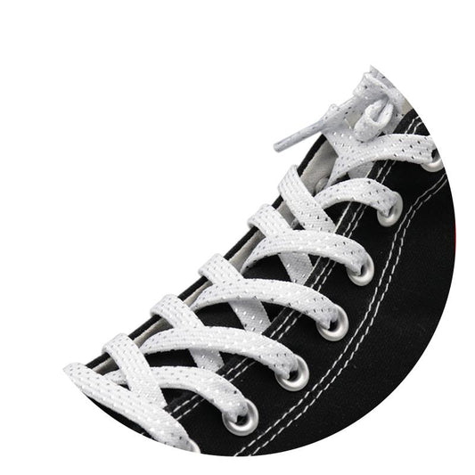 8MM Pretty Shoe Accessories White Black Flat Type Shoelaces Top Quality Metallic Yarn Laces For