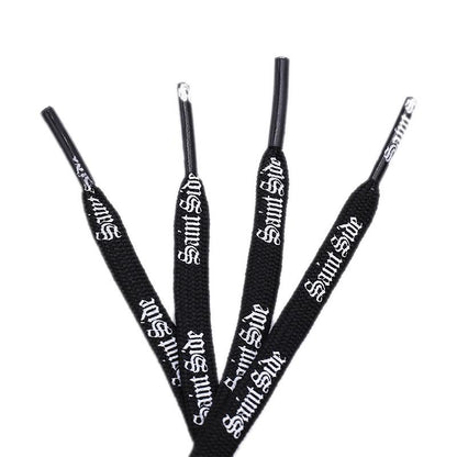 7MM Saint Side White Black Letter Flat Type Waist Laces Men Women Sneaker Ropes Boots Canvas Casual