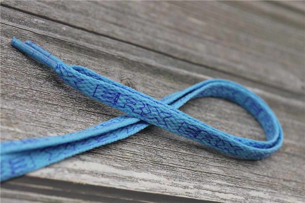 7MM Black-White Blue-Sapphire "ERX" Letter Printing Shoelaces Women Sneaker 2021 Canvas Ropes Flat