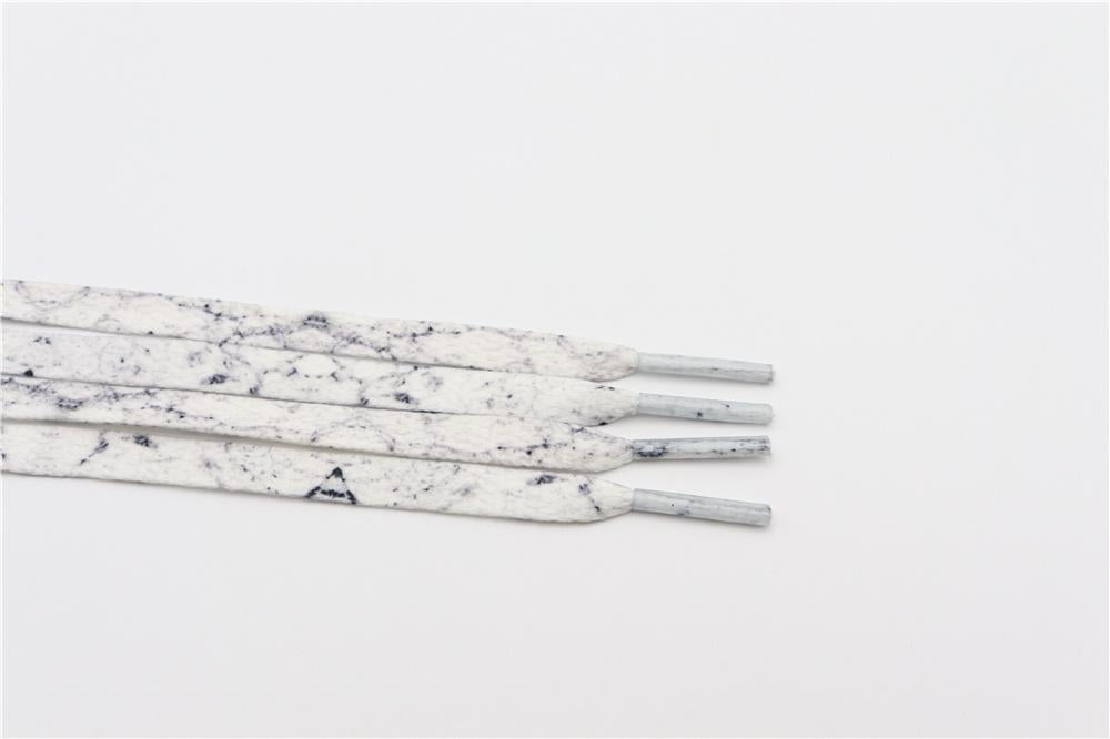 8MM White Black Glacier Frozen Stone Textur Shoelaces Unisex For Zapatillas Mujer Flat Perfect Shoe