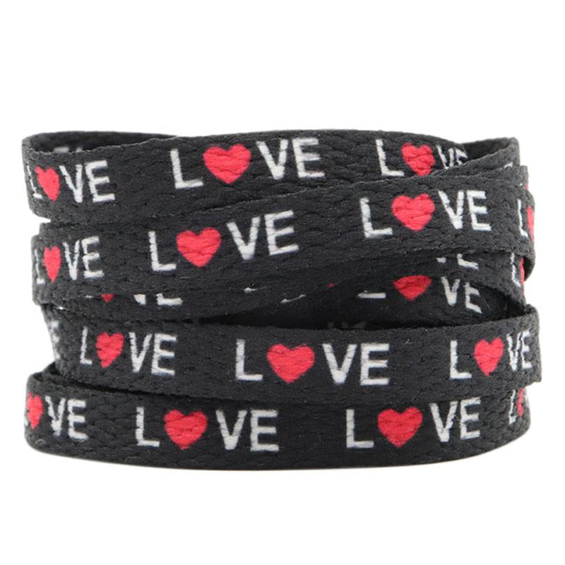 7mm Thermal Transfer Bootlace Flat Single Layer Network Laces With Printing Sublimated Love
