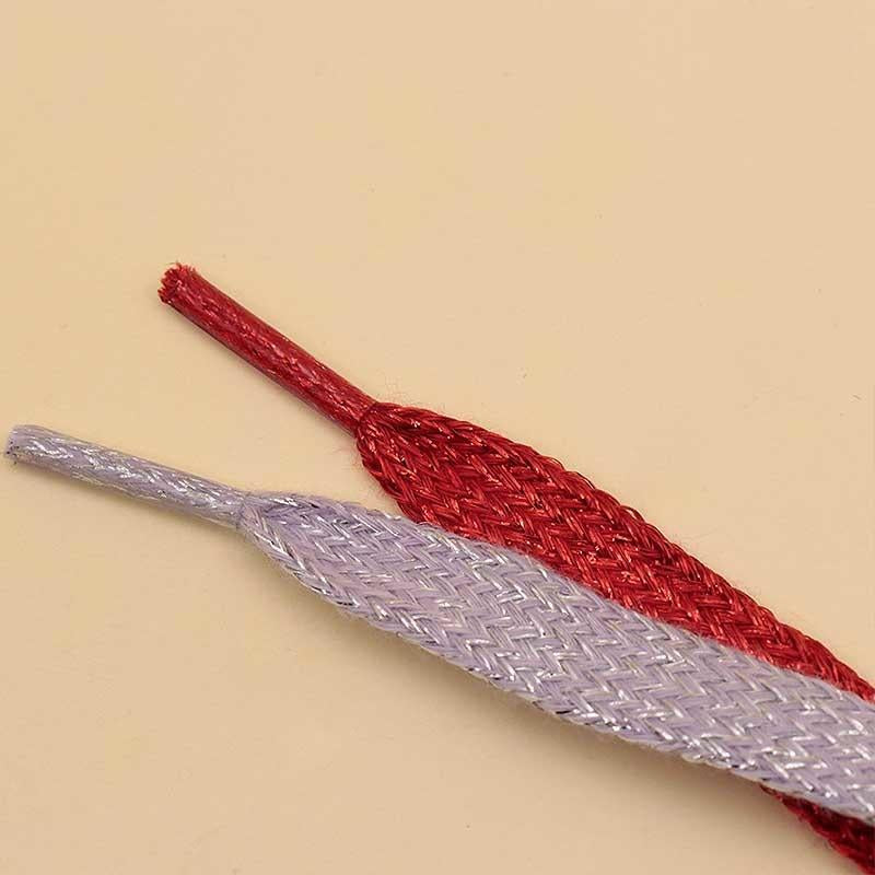 Flat Type Top Metallic Polyester Shoelaces Men Women's Shoe Sneaker 2021 Golden Black Sliver Top