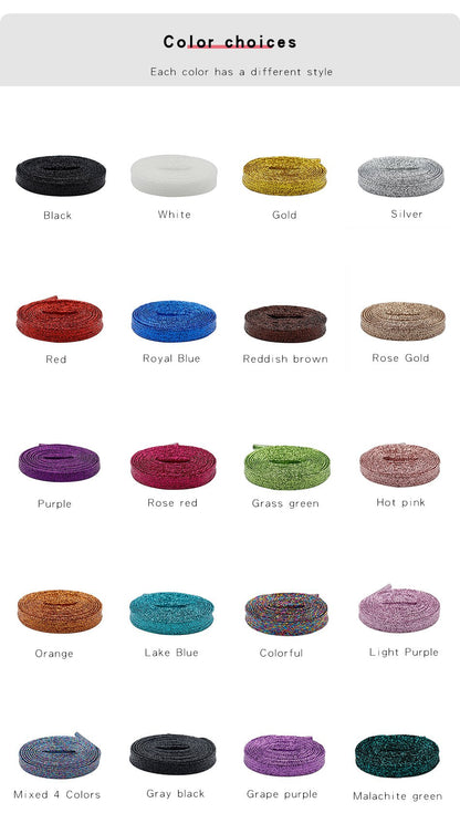 7MM Metallic Yarn Flat Laces Durable Material Making Pretty&Gorgeous Lady Boot Easy Lacets